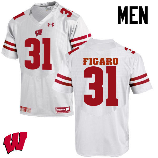 Wisconsin Badgers Men's #31 Lubern Figaro NCAA Under Armour Authentic White College Stitched Football Jersey AI40D68GA